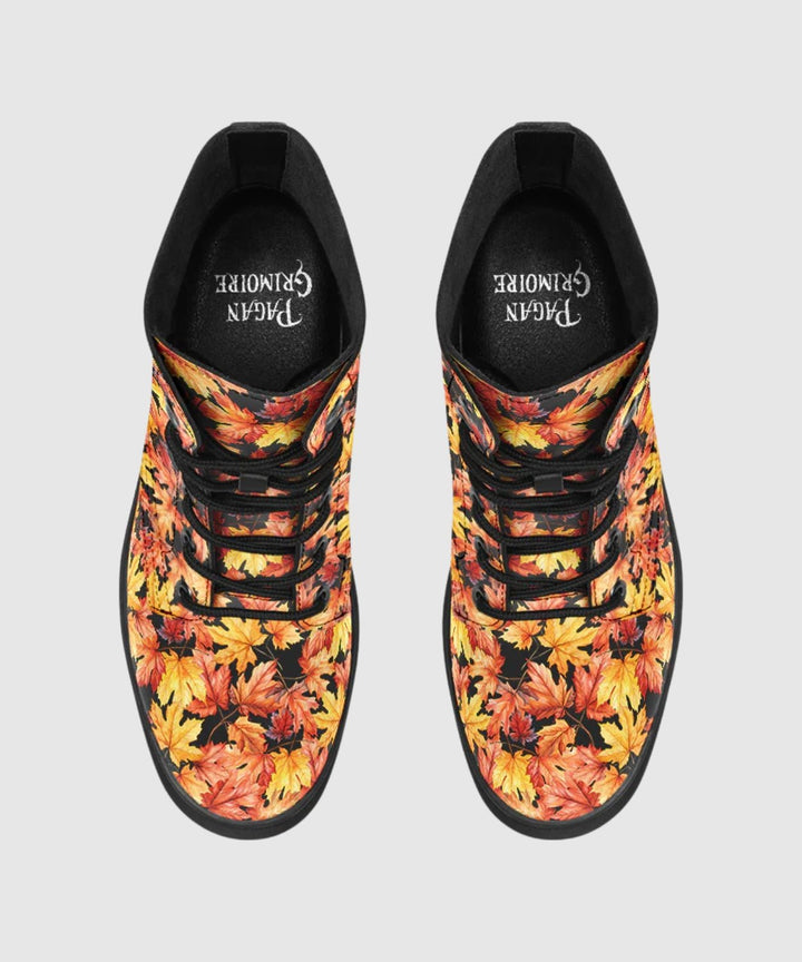 Fall Leaves Combat Boots - The Pagan Grimoire