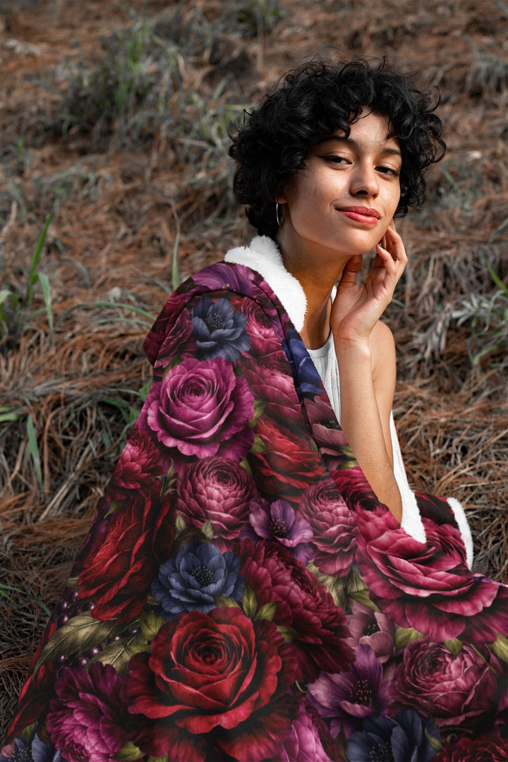 Floral Romantasy Hooded Blanket - The Pagan Grimoire