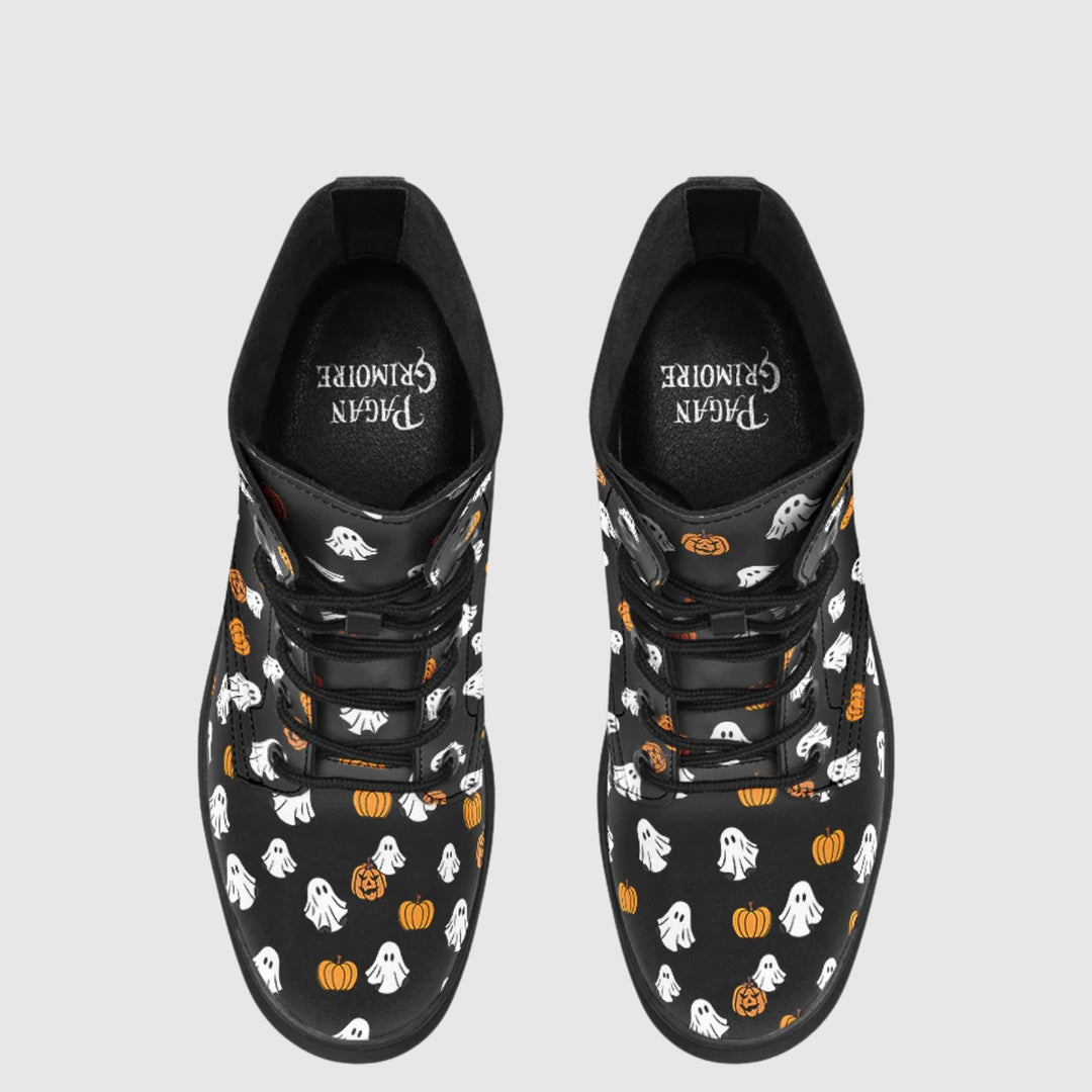 Ghost and Pumpkin Combat Boots