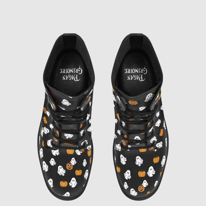 Ghost and Pumpkin Combat Boots
