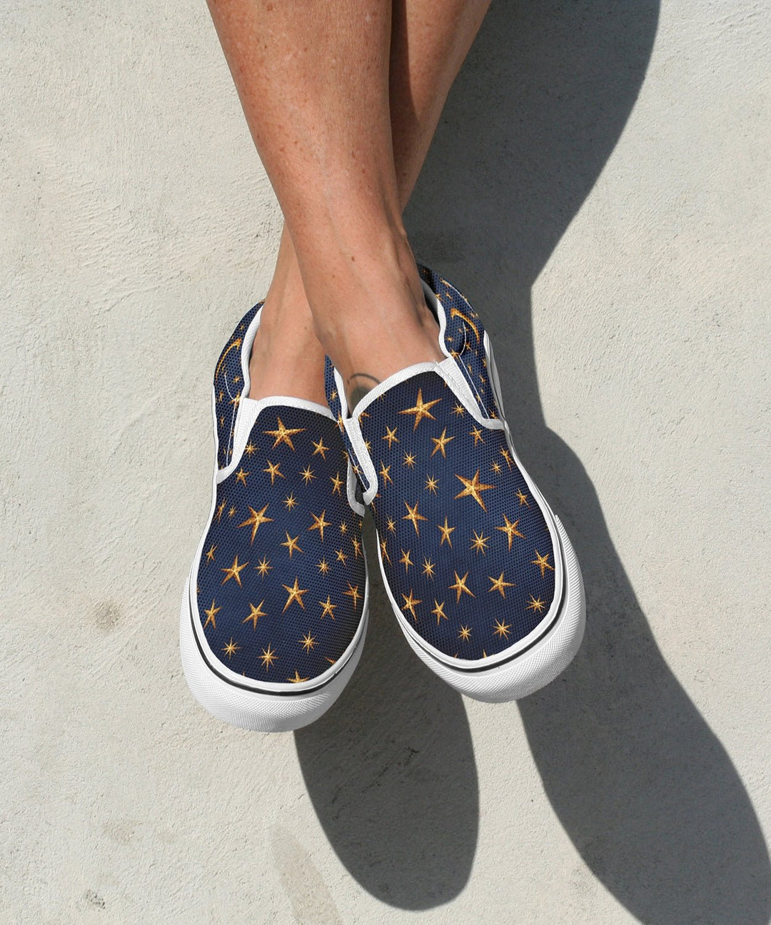 Gold Stars and Moon Slip On Shoes - The Pagan Grimoire