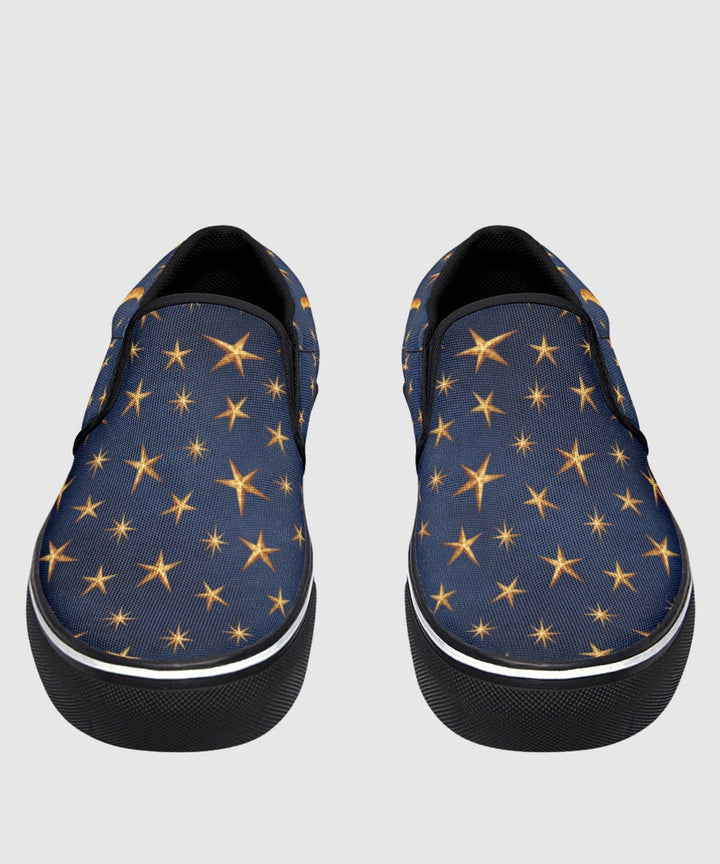 Gold Stars and Moon Slip On Shoes - The Pagan Grimoire