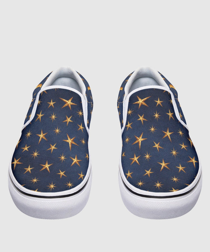 Gold Stars and Moon Slip On Shoes - The Pagan Grimoire