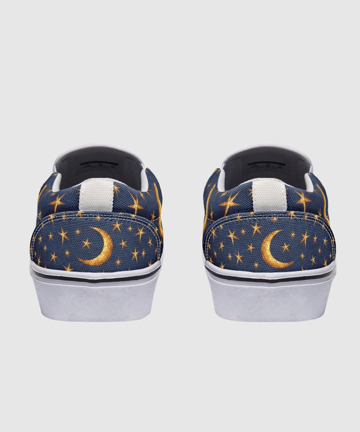 Gold Stars and Moon Slip On Shoes - The Pagan Grimoire
