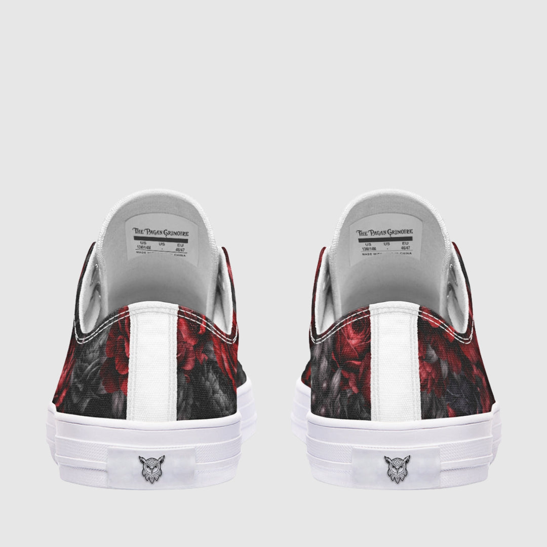 Gothic Floral Romantasy Low Tops - The Pagan Grimoire