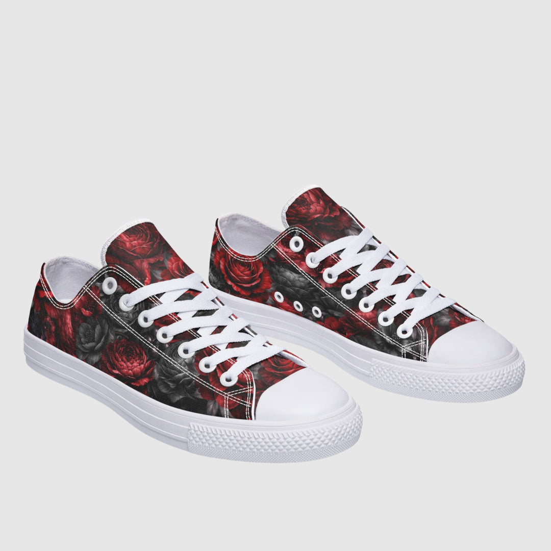 Gothic Floral Romantasy Low Tops - The Pagan Grimoire