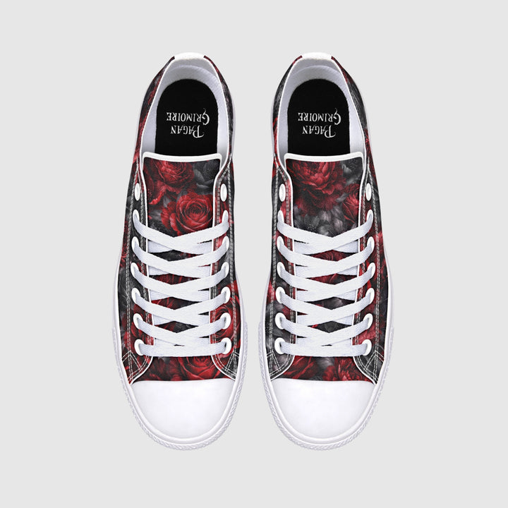 Gothic Floral Romantasy Low Tops - The Pagan Grimoire