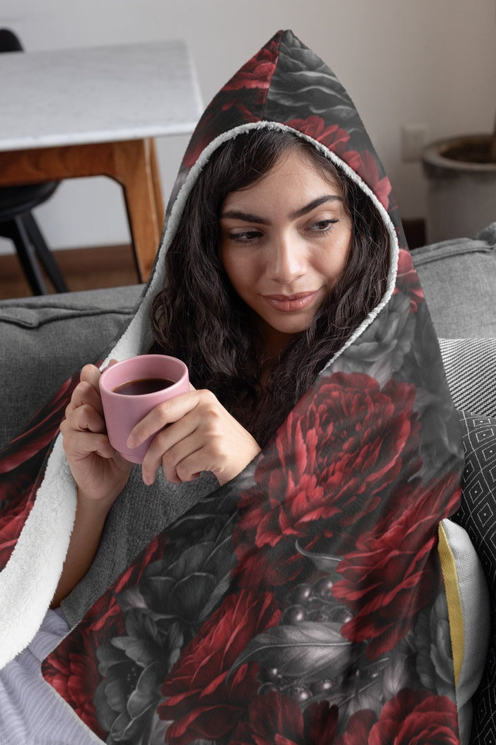 Gothic Floral Romantasy Hooded Blanket - The Pagan Grimoire