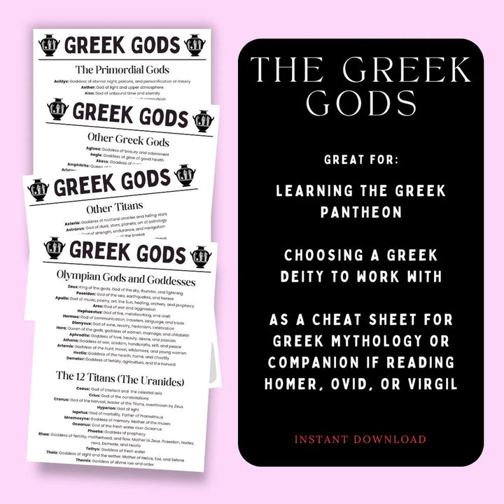 Printable Greek Gods Guide – Learn the Olympians, Titans & Primordial Deities