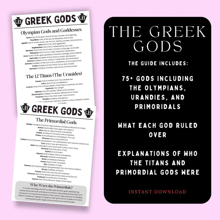 Printable Greek Gods Guide – Learn the Olympians, Titans & Primordial Deities