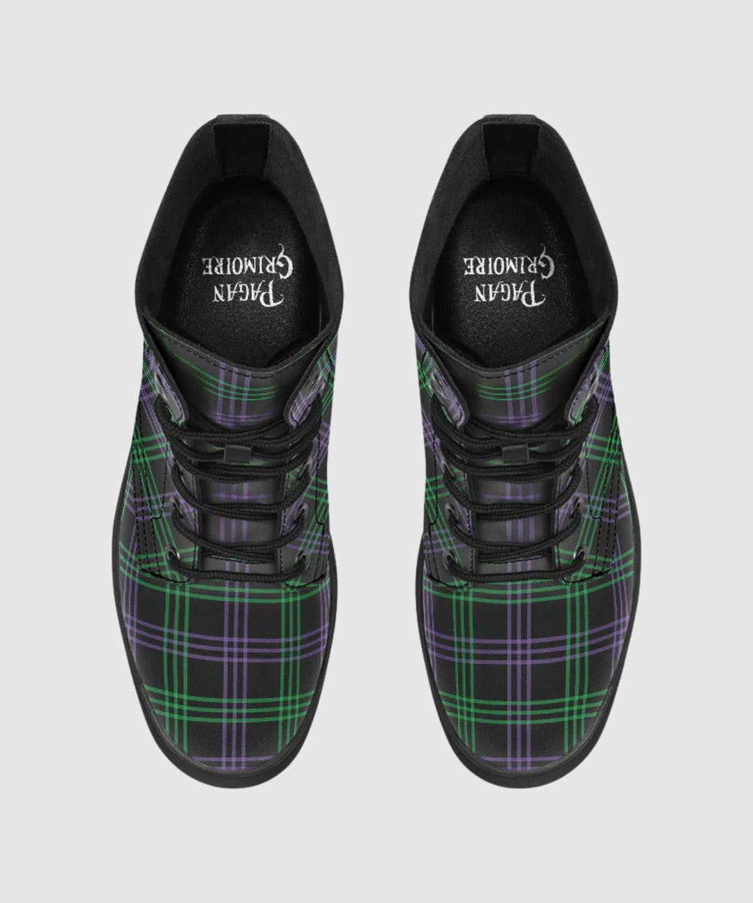 Green and Purple Plaid Boots - The Pagan Grimoire