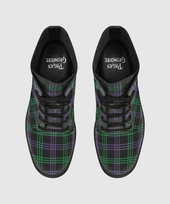 Green and Purple Plaid Boots - The Pagan Grimoire