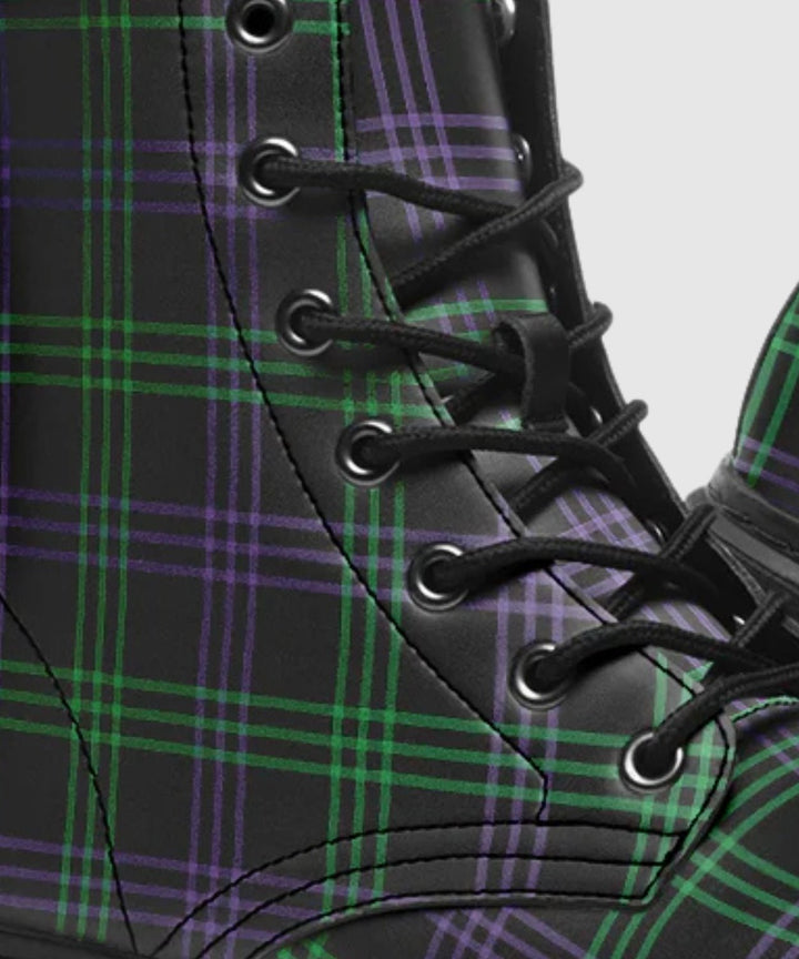 Green and Purple Plaid Boots - The Pagan Grimoire