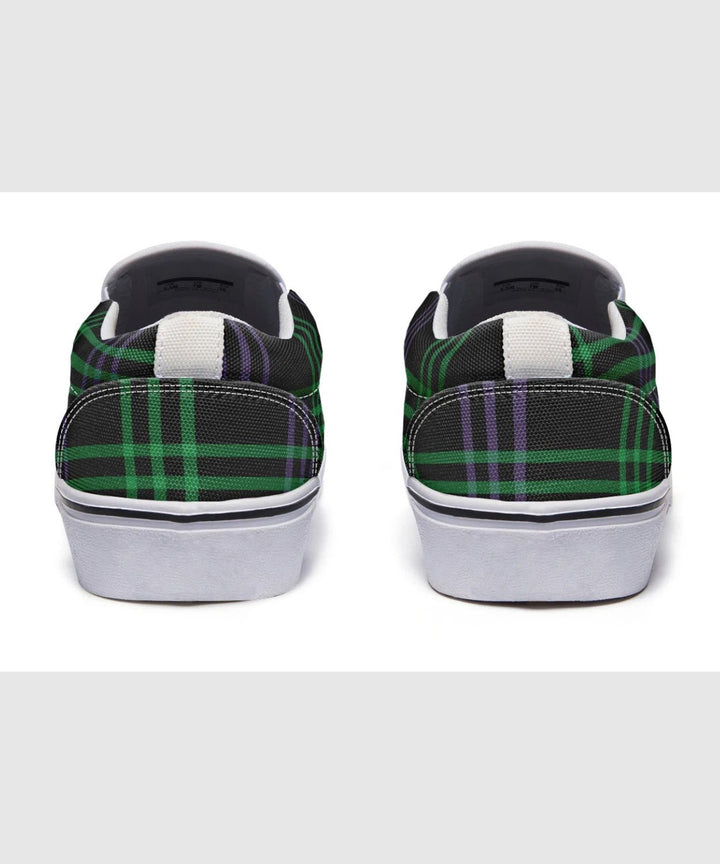 Green and Purple Plaid Slip Ons - The Pagan Grimoire