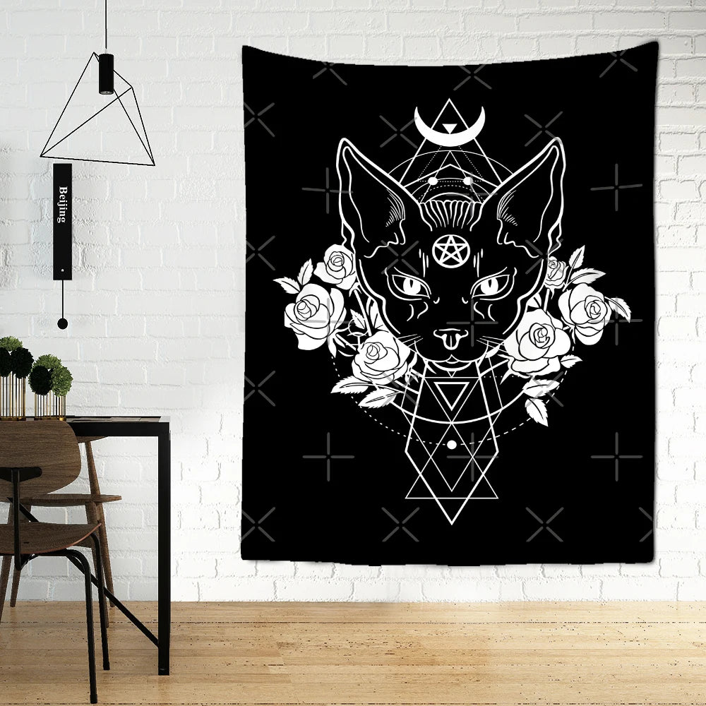 Sphinx Cat Moon Tapestry - The Pagan Grimoire