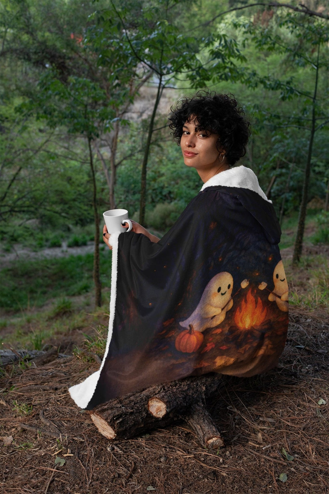Campfire Ghost Hooded Blanket - The Pagan Grimoire