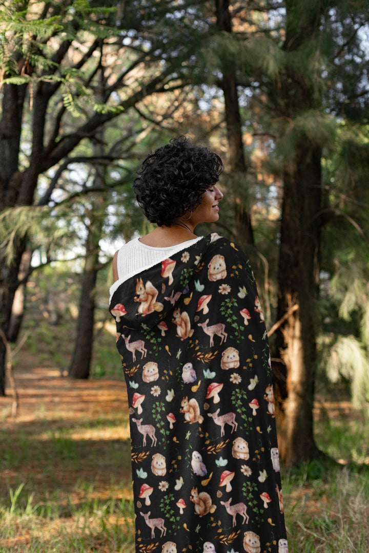 Fall Forest Friends Hooded Blanket - The Pagan Grimoire