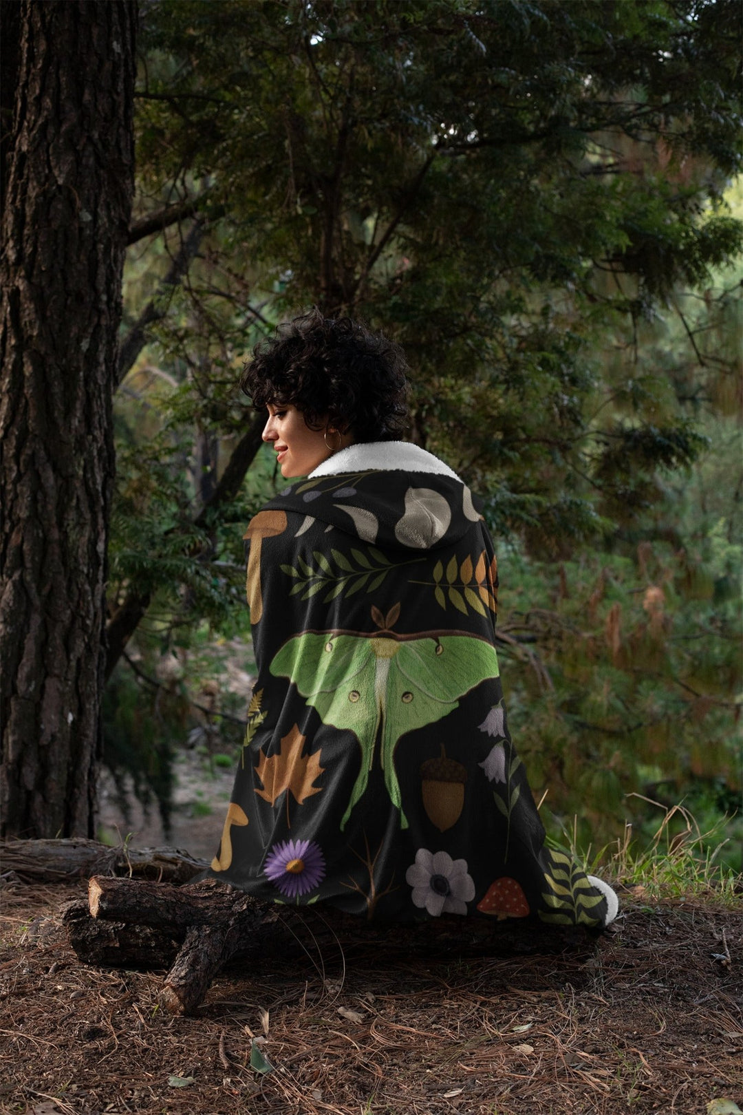 Luna Moth Hooded Blanket - The Pagan Grimoire