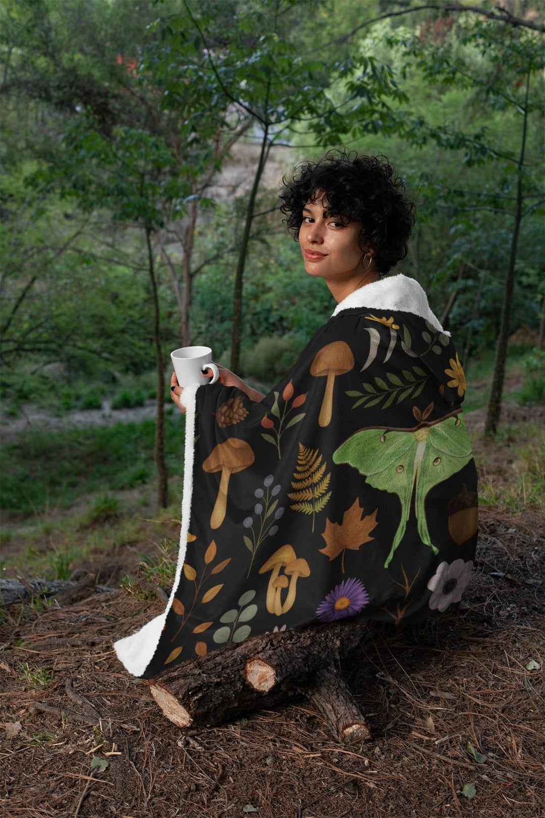 Luna Moth Hooded Blanket - The Pagan Grimoire