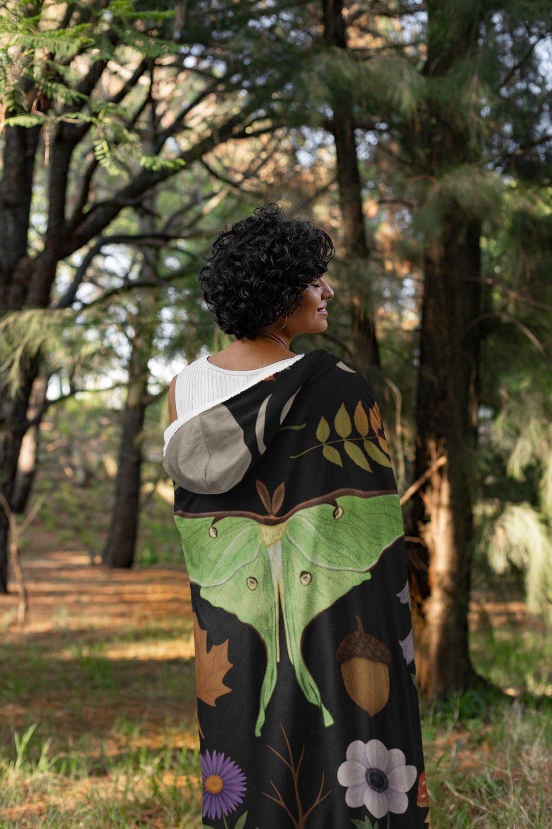 Luna Moth Hooded Blanket - The Pagan Grimoire