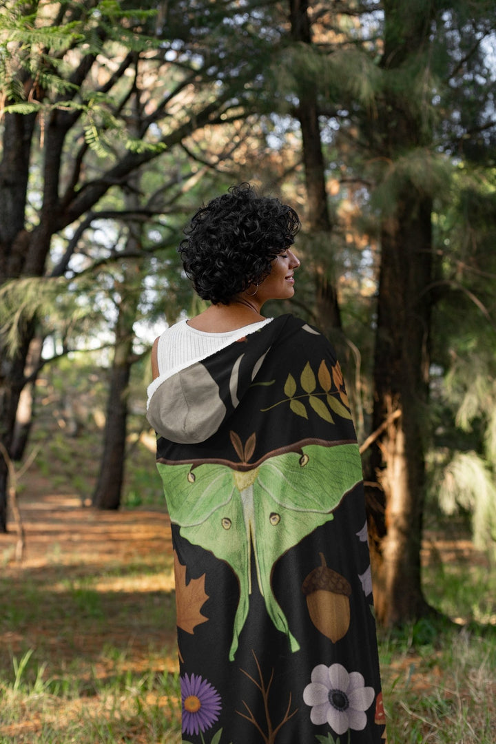 Luna Moth Hooded Blanket - The Pagan Grimoire