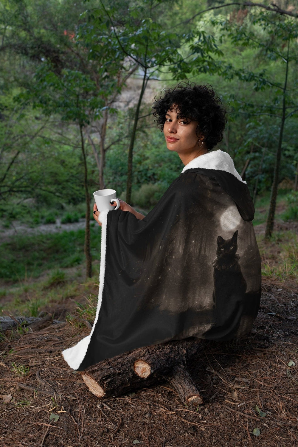 Moonlit Cat Hooded Blanket - The Pagan Grimoire