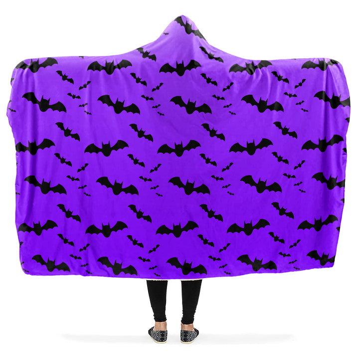 Purple Nocturne Bats Hooded Blanket