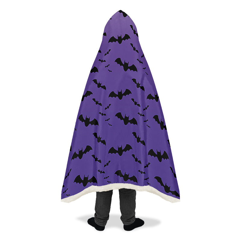 Purple Nocturne Bats Hooded Blanket