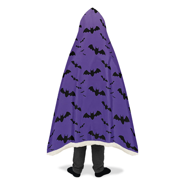 Purple Nocturne Bats Hooded Blanket