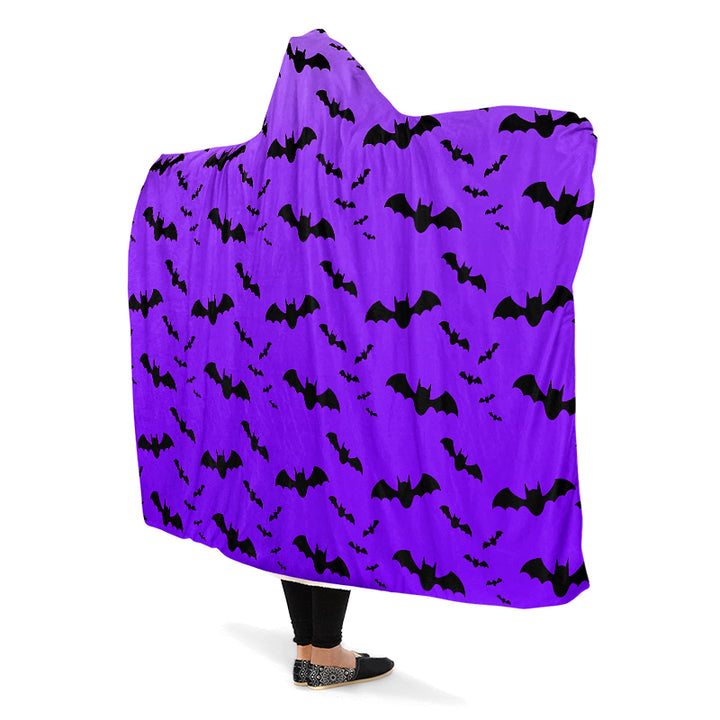 Purple Nocturne Bats Hooded Blanket
