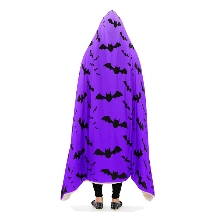 Purple Nocturne Bats Hooded Blanket