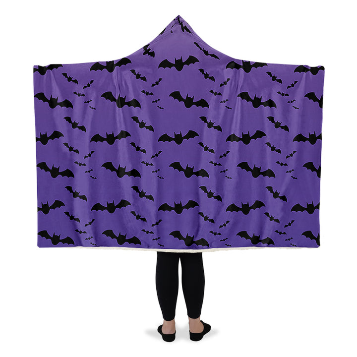 Purple Nocturne Bats Hooded Blanket