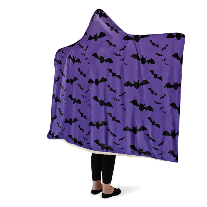 Purple Nocturne Bats Hooded Blanket