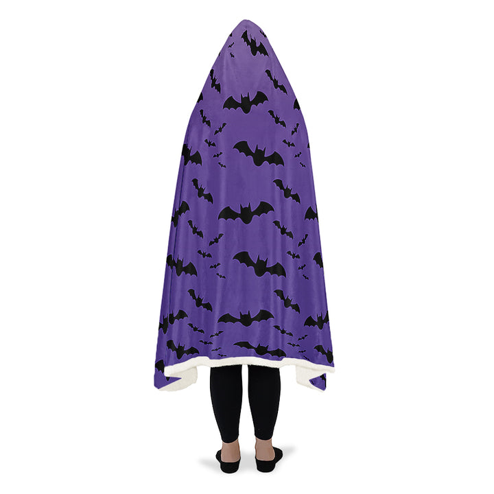 Purple Nocturne Bats Hooded Blanket