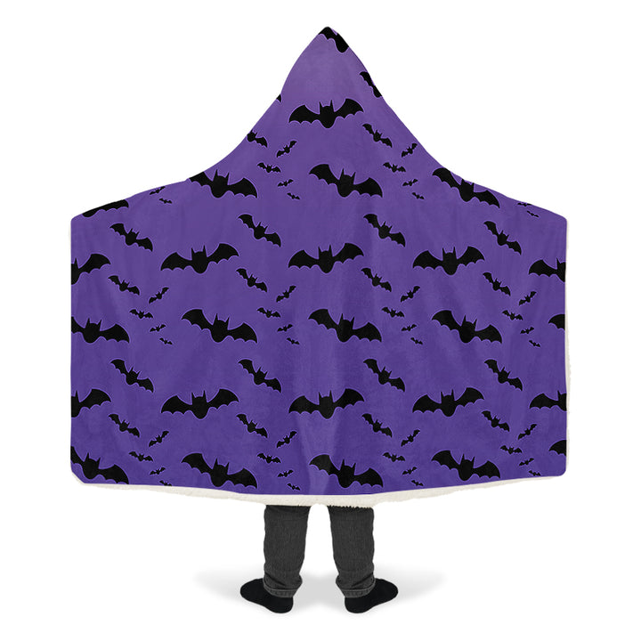 Purple Nocturne Bats Hooded Blanket