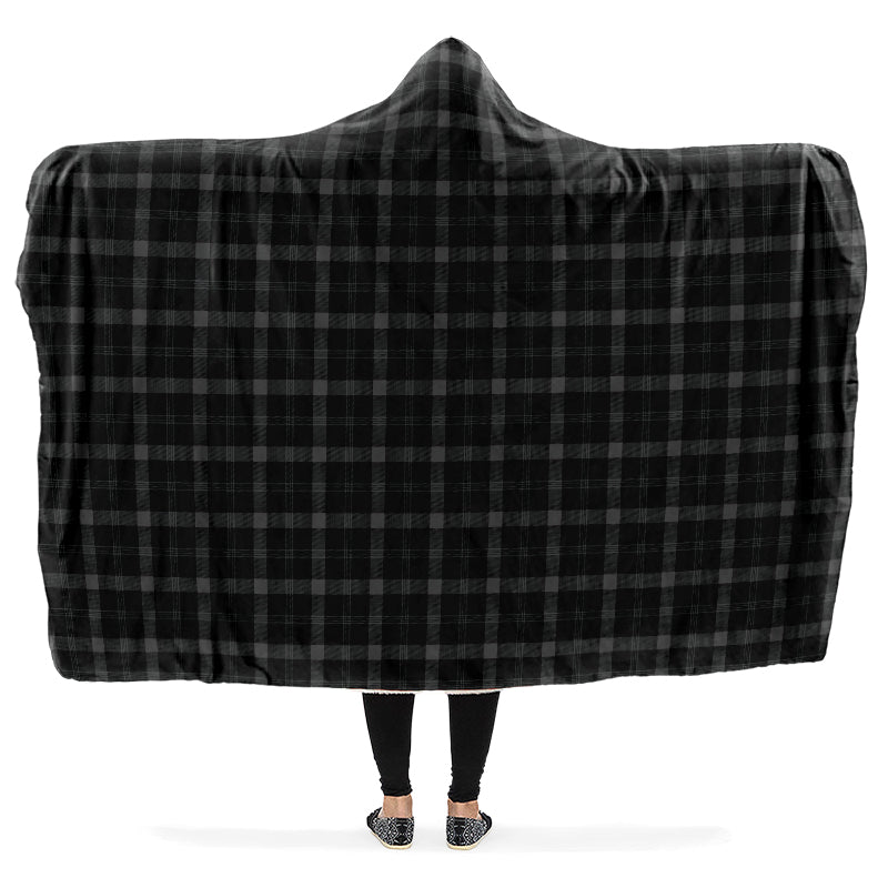 Black and Grey Plaid Hooded Blanket - The Pagan Grimoire