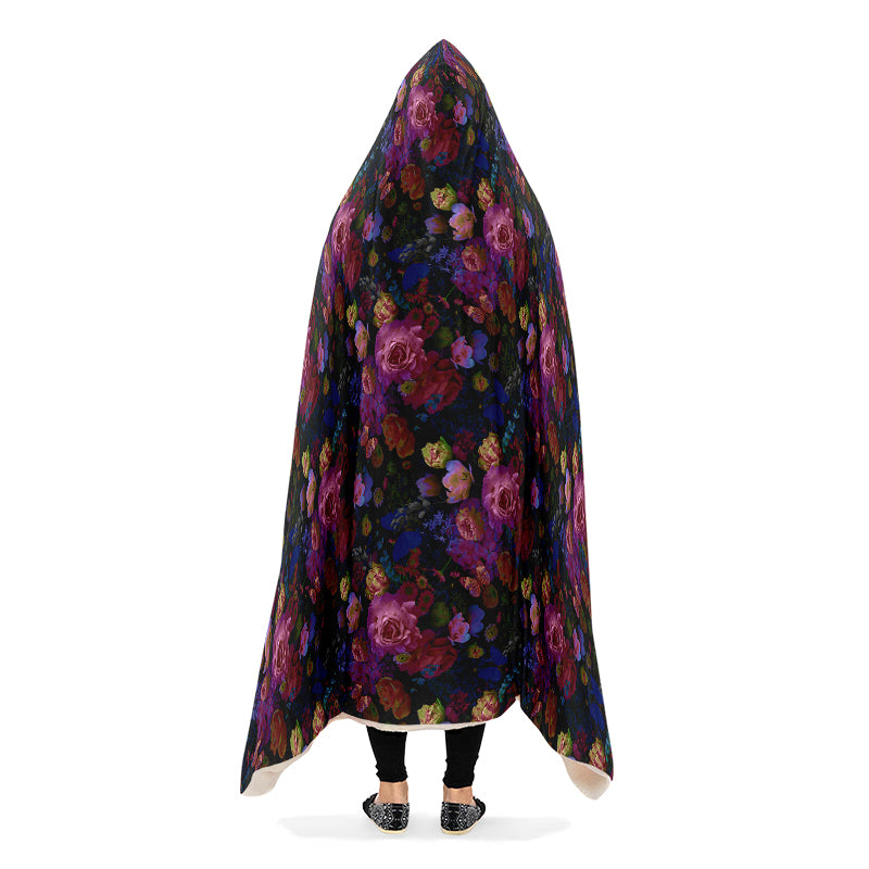 Dark Floral Hooded Blanket