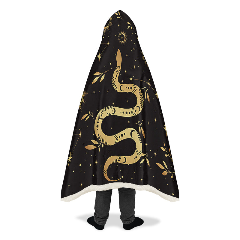 Boho Golden Snakes Hooded Blanket