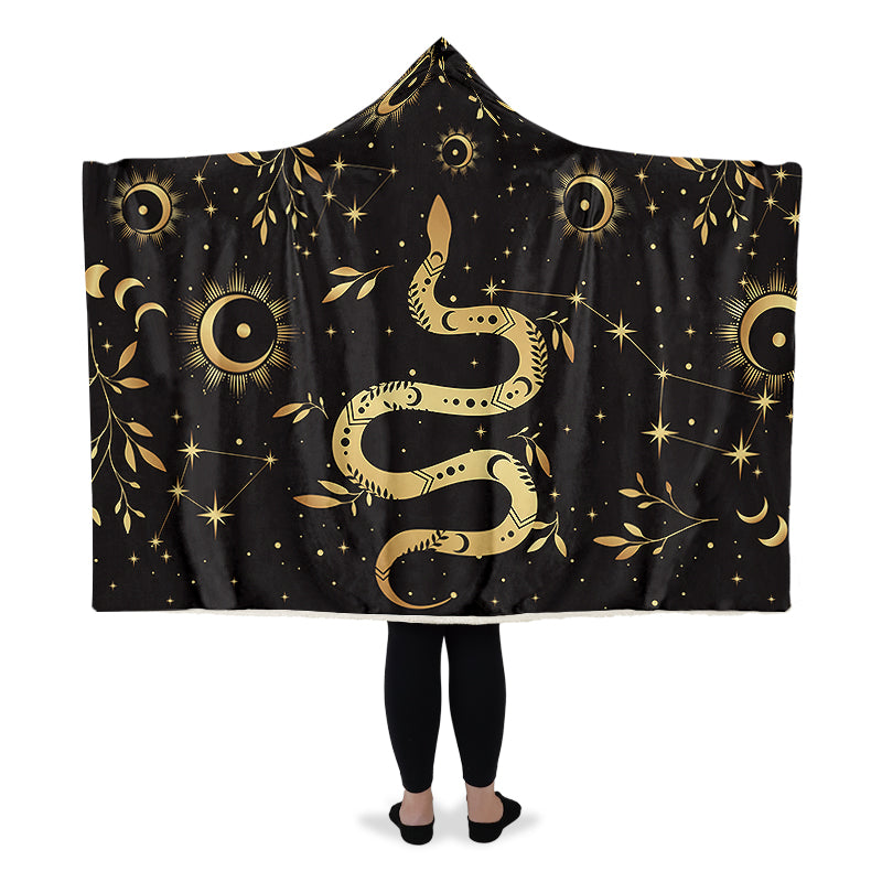 Boho Golden Snakes Hooded Blanket