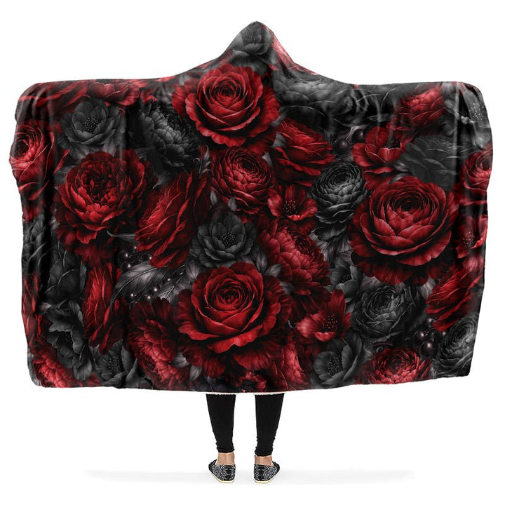 Gothic Floral Romantasy Hooded Blanket - The Pagan Grimoire
