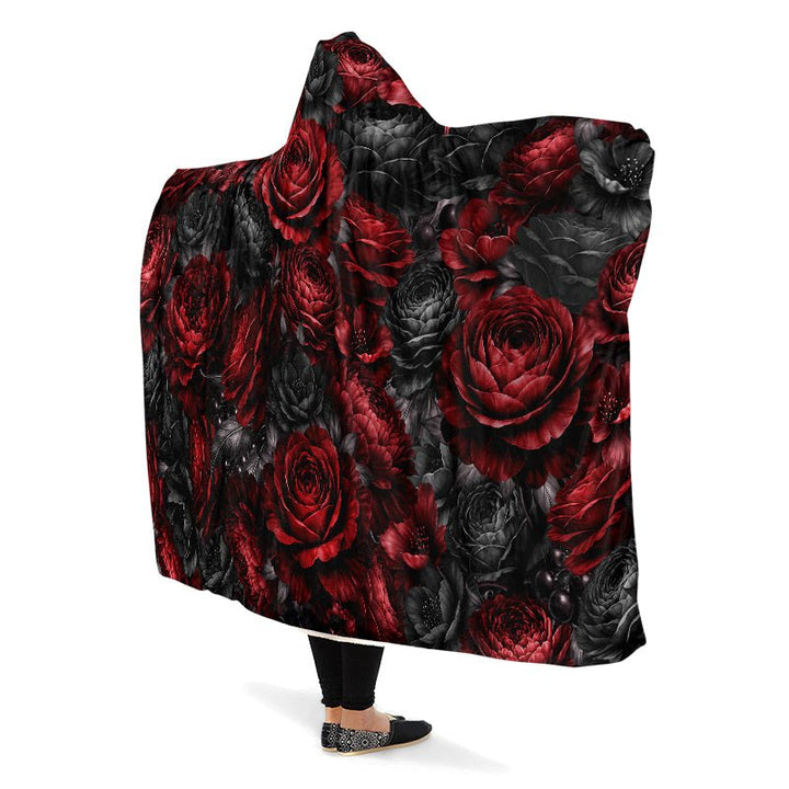 Gothic Floral Romantasy Hooded Blanket - The Pagan Grimoire