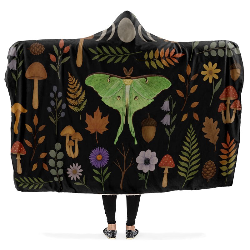 Luna Moth Hooded Blanket - The Pagan Grimoire