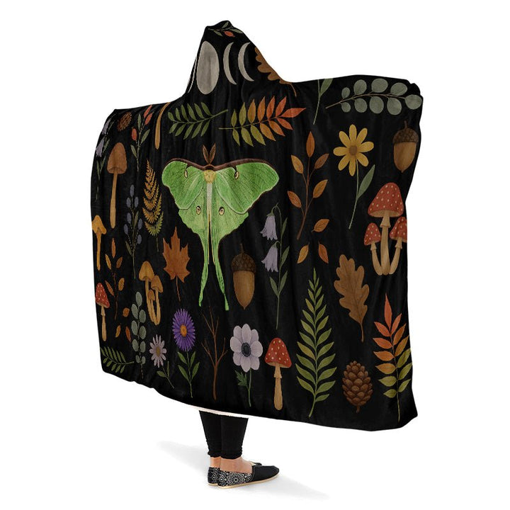 Luna Moth Hooded Blanket - The Pagan Grimoire
