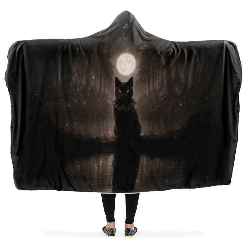 Moonlit Cat Hooded Blanket - The Pagan Grimoire