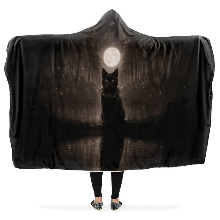 Moonlit Cat Hooded Blanket - The Pagan Grimoire