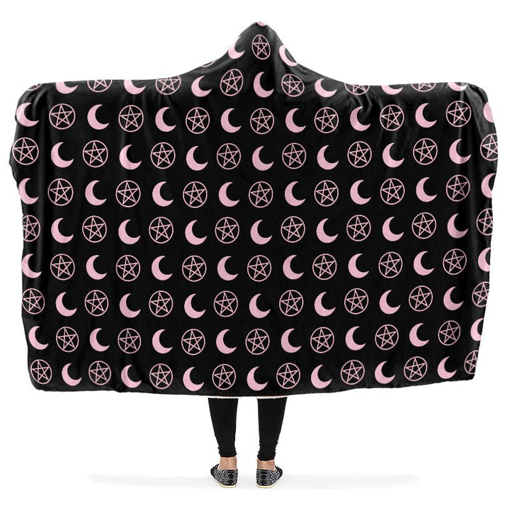 Pink Moons and Pentagrams Hooded Blanket - The Pagan Grimoire
