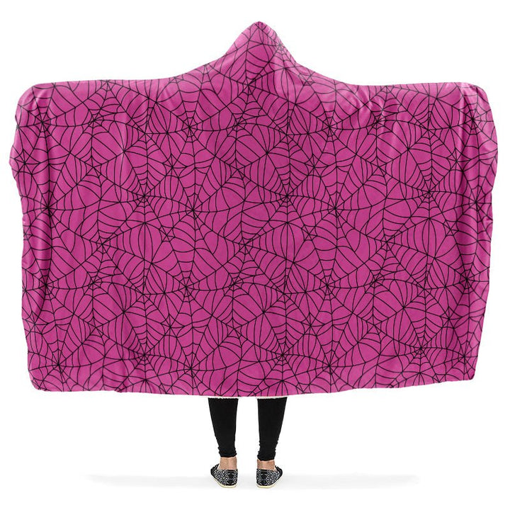Pink Spiderweb Hooded Blanket - The Pagan Grimoire