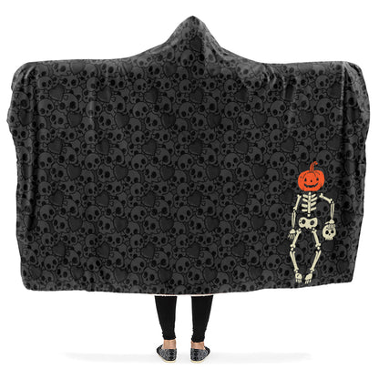 Grey Skull Hooded Blanket