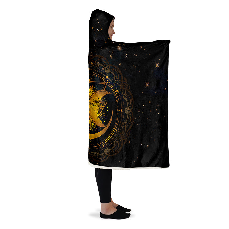 Sun Moon, and Stars Hooded Blanket