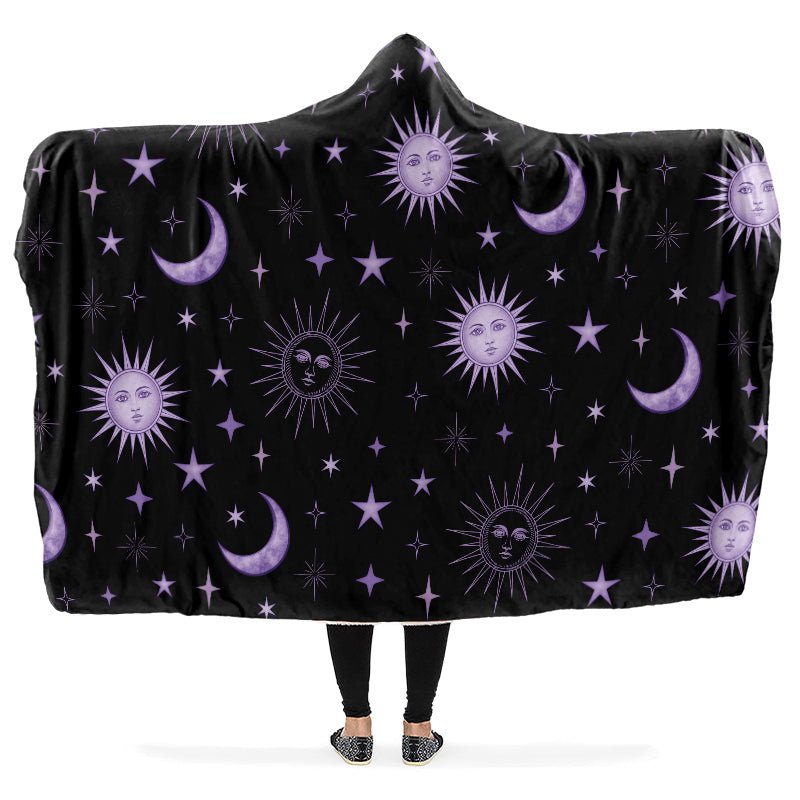 Vintage Celestial Sun and Moon Hooded Blanket - The Pagan Grimoire